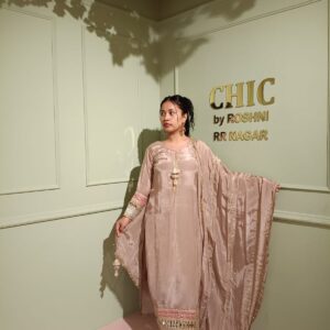 Crepe Kurta Set with Tassels and Mirror Work